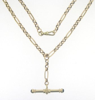 Vintage 9ct Yellow Gold Rolo Figaro T/Bar Chain 20'