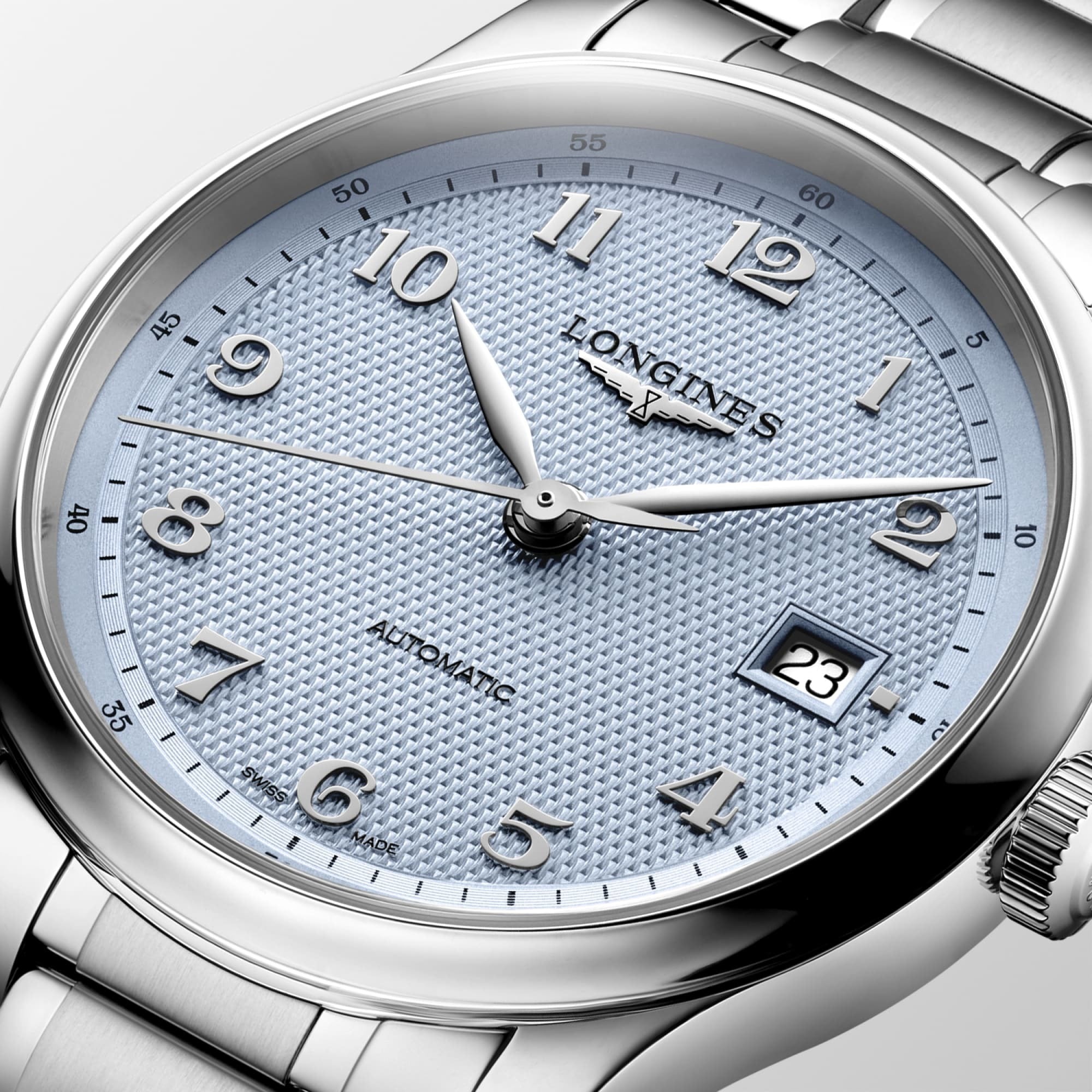 Longines Master Collection 39mm Light Blue Barleycorn Dial Automatic Mens Watch
