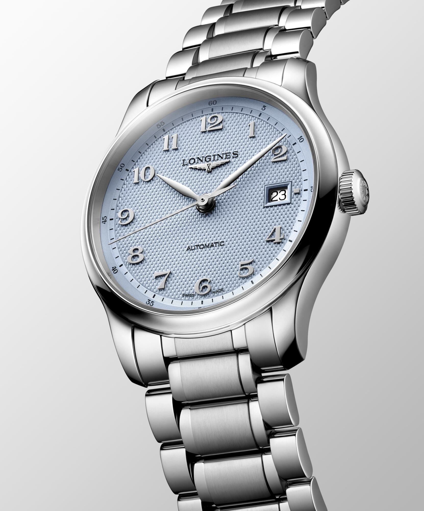 Longines Master Collection 39mm Light Blue Barleycorn Dial Automatic Mens Watch