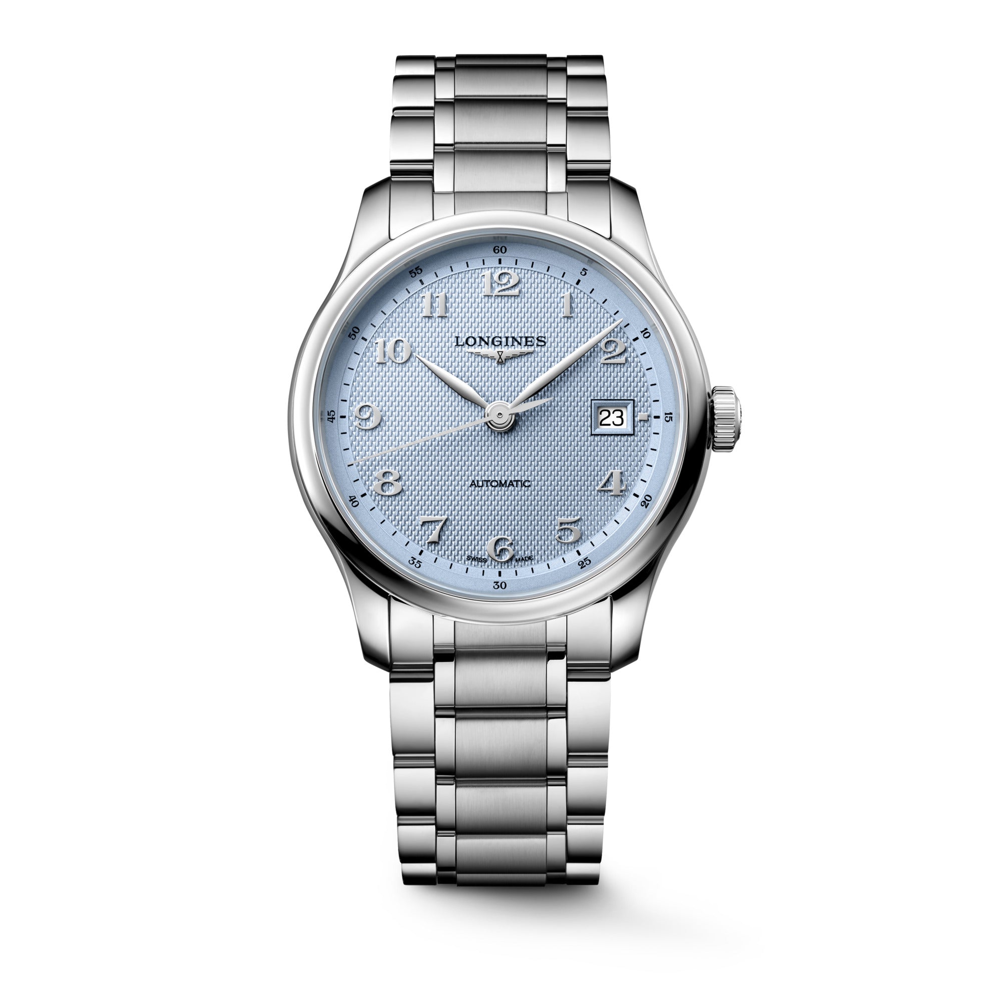 Longines Master Collection 39mm Light Blue Barleycorn Dial Automatic Mens Watch
