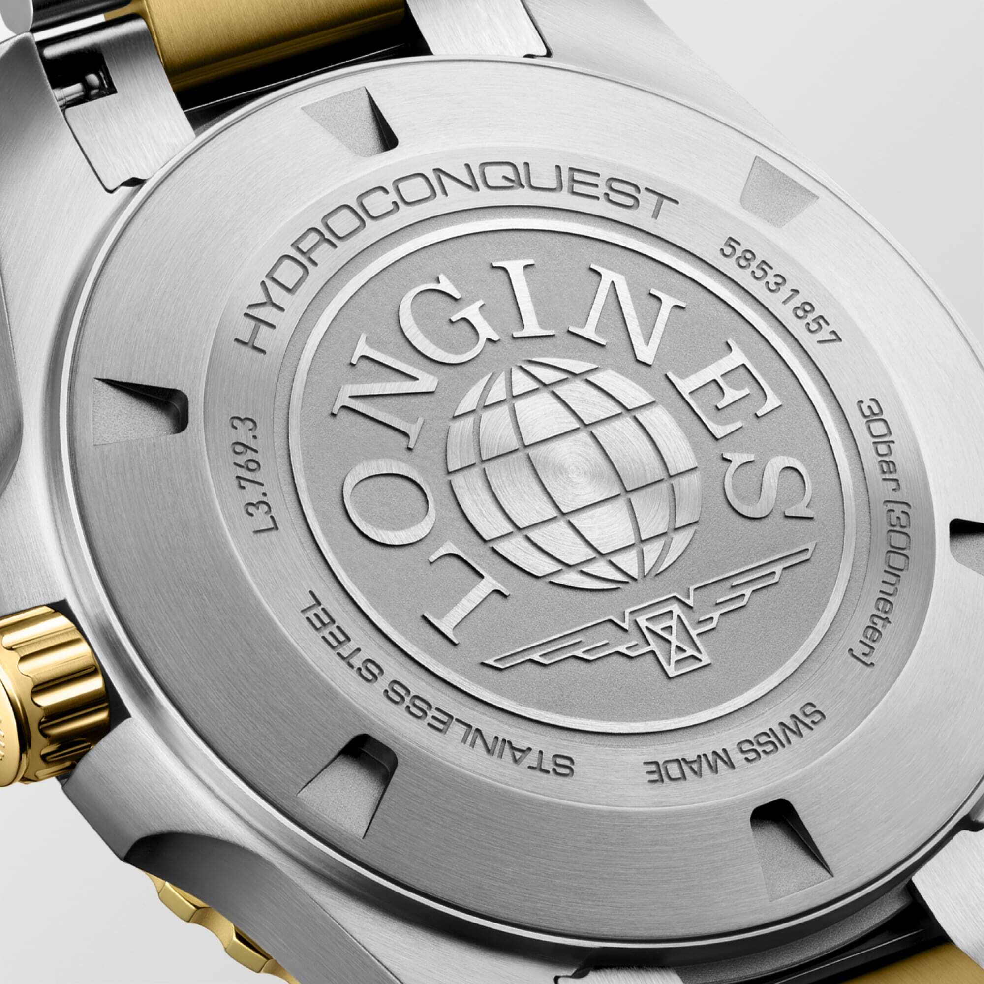 Longines HydroConquest 42mm Blue Bezel Yellow Gold PVD Bracelet Quartz Mens Watch