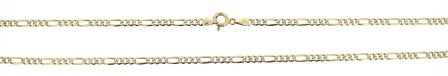Vintage 9ct Yellow and White Gold Textured Figaro Link Chain 24.5'