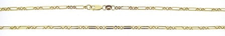 Vintage 9ct Yellow Gold Paper Link Figaro Chain 18'