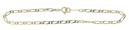 Vintage 9ct Yellow Gold Fine Figaro Link Bracelet 7'