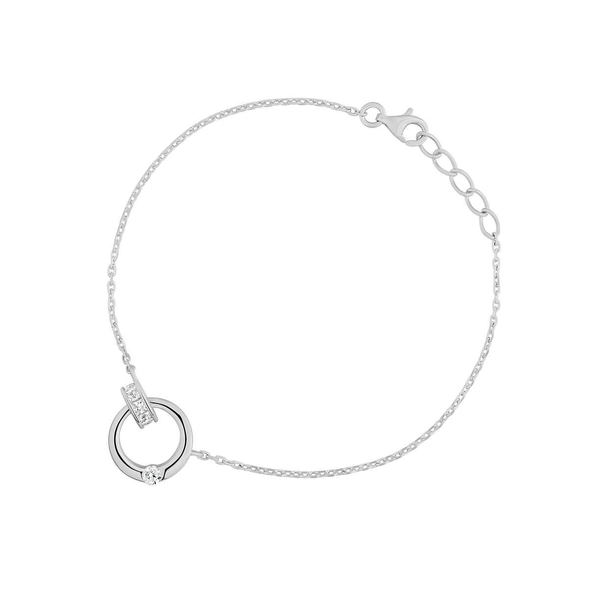 Sterling Silver Cubic Zirconia Heart Tennis Bracelet 7.5'