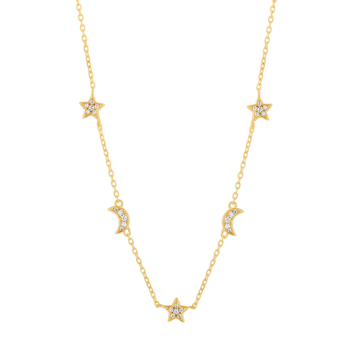 Sterling Silver Yellow Gold Plated Cubic Zirconia 'Toi et Moi' Necklace 16-18'