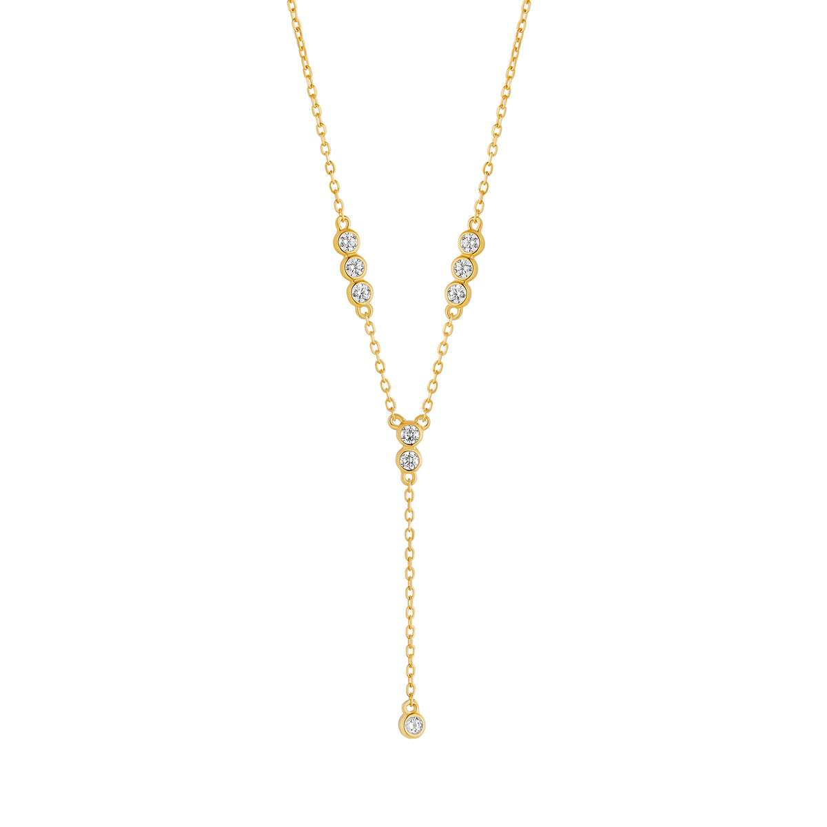 Sterling Silver Yellow Gold Plated Cubic Zirconia 'Toi et Moi' Necklace 16-18'