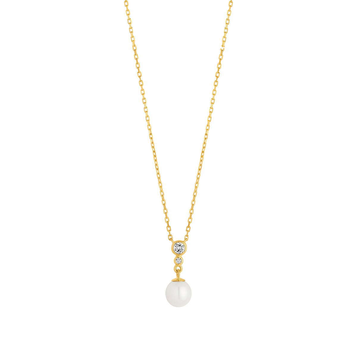Sterling Silver Yellow Gold Plated Cubic Zirconia 'Toi et Moi' Necklace 16-18'