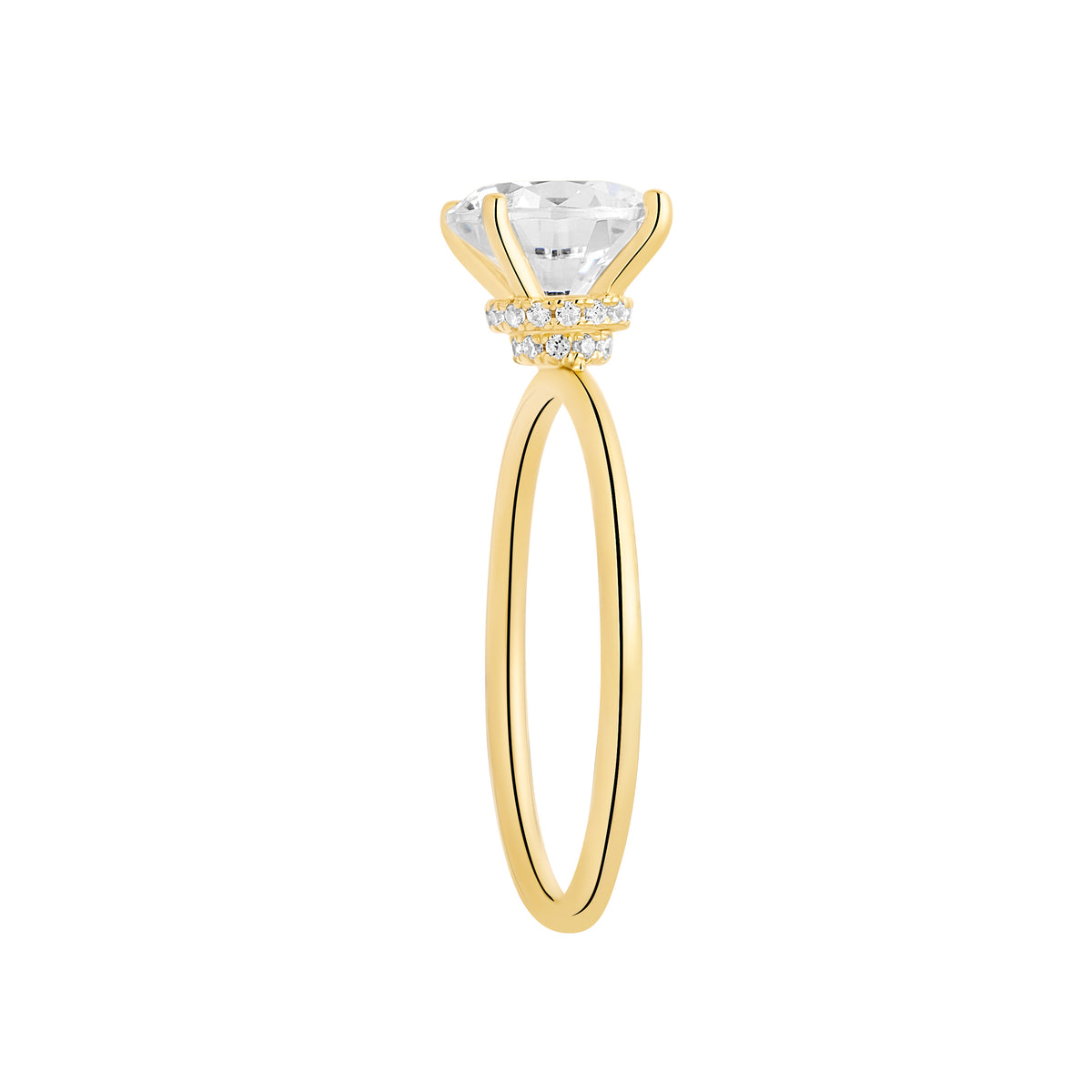 Sterling Silver Yellow Gold Plated Round Cubic Zirconia Signet Ring