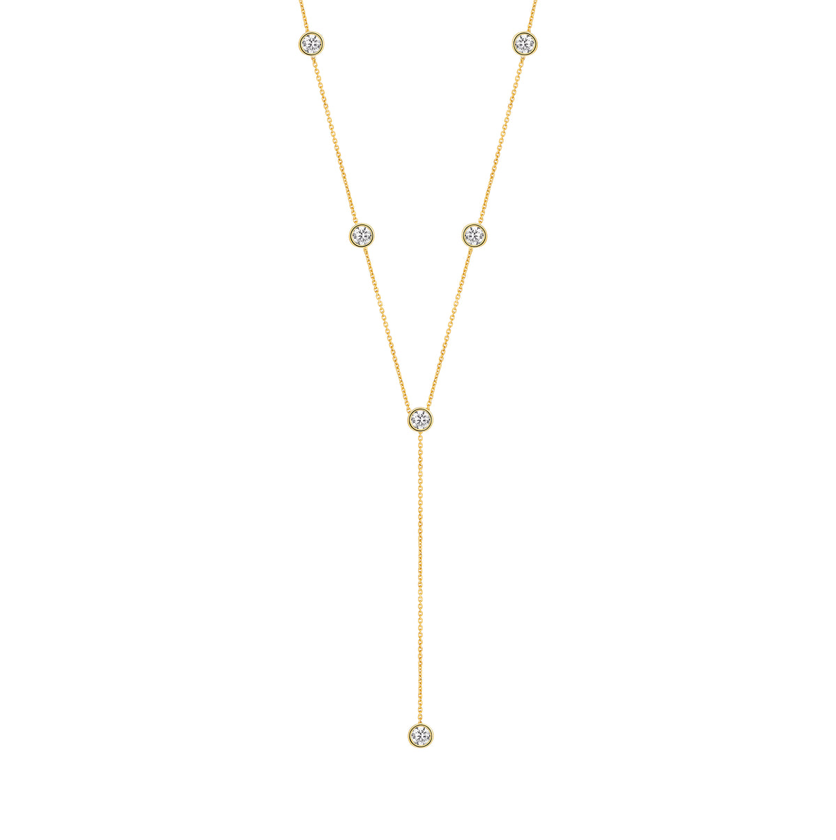 9ct Yellow Gold Cubic Zirconia Drop Bar Necklace