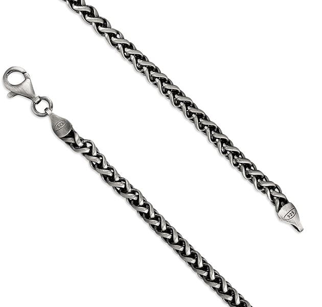 Sterling Silver Oxidised Wheat Chain 24'