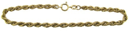 Vintage 9ct Yellow Gold Rope Link Bracelet 7.25'