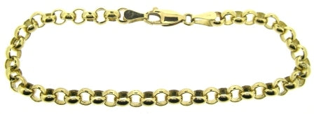 Vintage 9ct Yellow Gold Round Belcher Link Bracelet 7.25'