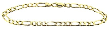 Vintage 9ct Yellow Gold Figaro Link Bracelet 7.75'