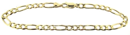 Vintage 9ct Yellow Gold Figaro Link Bracelet 7.75'