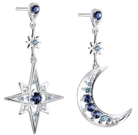 Thomas Sabo Sterling Silver Blue Cubic Zirconia Moon And Star Drop Earrings