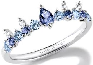 Thomas Sabo Sterling Silver Blue And White Cubic Zirconia Ring - 54