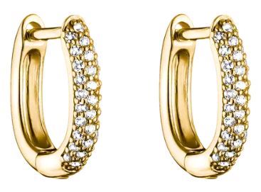 Thomas Sabo Yellow Gold Plated Cubic Zirconia Oval Hoop Earrings 11.50mm