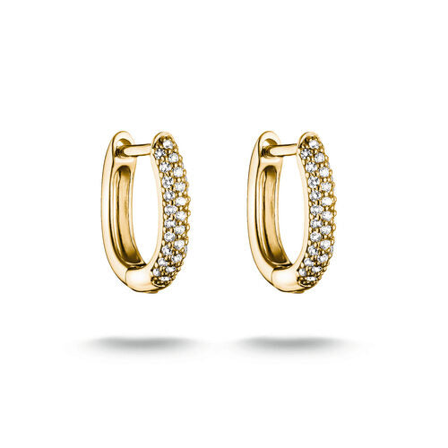 Thomas Sabo Yellow Gold Plated CZ Oval Hoop Earrings 11.50mm