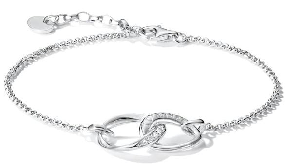 Thomas Sabo Sterling Silver 'Together' Interlocking Rings With Cubic Zirconia Bracelet 16-19cm