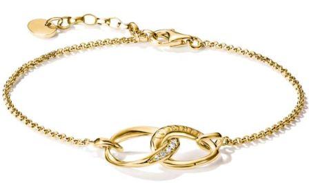 Thomas Sabo Yellow Gold Plated 'Together' Interlocking Rings With Cubic Zirconia Bracelet 16-19cm