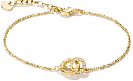 Thomas Sabo Yellow Gold Plated 'Together' Interlocking Rings With Cubic Zirconia Bracelet 16-19cm