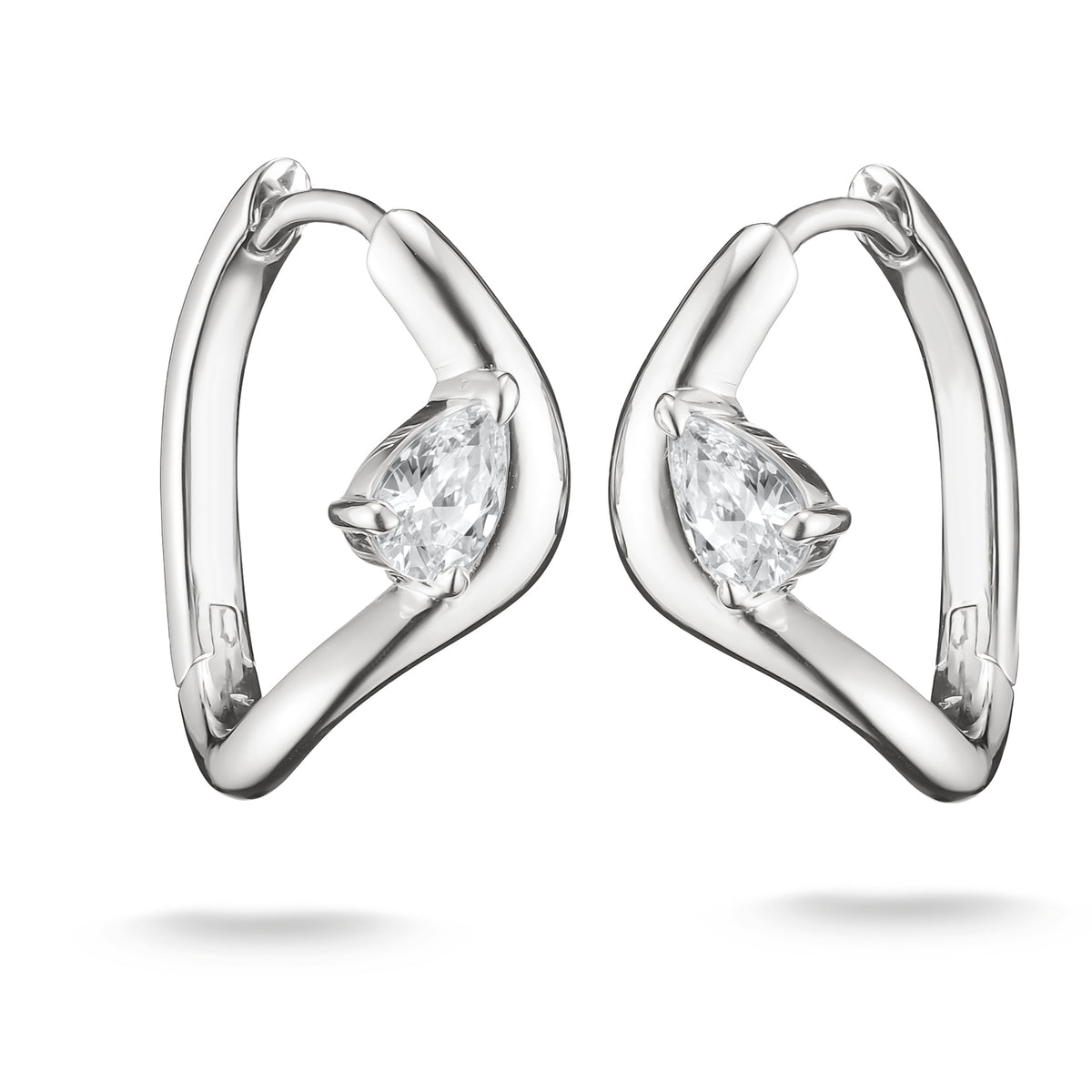 Thomas Sabo Sterling Silver Wave Hoop Earrings With Pear Shaped CZ 19mm