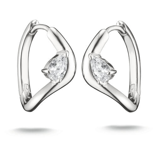 Thomas Sabo Sterling Silver Wave Hoop Earrings With Pear Shaped CZ 19mm