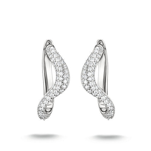 Thomas Sabo Sterling Silver Pav? CZ Wave Hoop Earrings 15x19mm