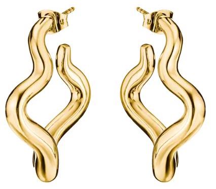Thomas Sabo Yellow Gold Plated Wave Hoop Earrings 38x30mm