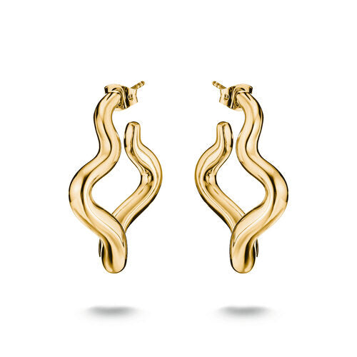 Thomas Sabo Yellow Gold Plated Wave Hoop Earrings 38x30mm
