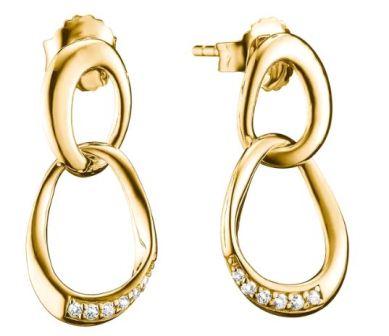 Thomas Sabo Yellow Gold Plated 'Together' Interlocking Rings Drop Stud Earrings With Cubic Zirconia