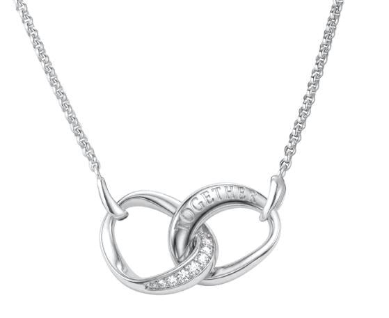 Thomas Sabo Sterling Silver 'Together' Interlocking Rings With Cubic Zirconia Necklace 40-45cm