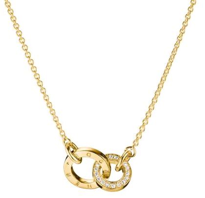Thomas Sabo Yellow Gold Plated 'Together' Interlocking Rings With Cubic Zirconia Necklace 40-45cm
