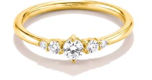 Thomas Sabo Yellow Goold Plated 5 Stone Cubic Zirconia Ring - 56