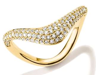 Thomas Sabo Yellow Gold Plated Pavé? Cubic Zirconia Wave Ring - 52
