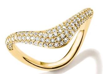 Thomas Sabo Yellow Gold Plated Pavé? Cubic Zirconia Wave Ring - 56