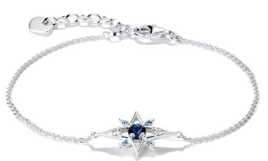 Thomas Sabo Sterling Silver Star Bracelet With White And Blue Cubic Zirconia 16-19cm