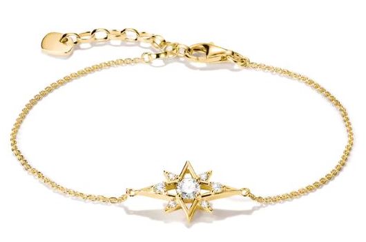 Thomas Sabo Yellow Gold Plated Cubic Zirconia Star Bracelet  16-19cm