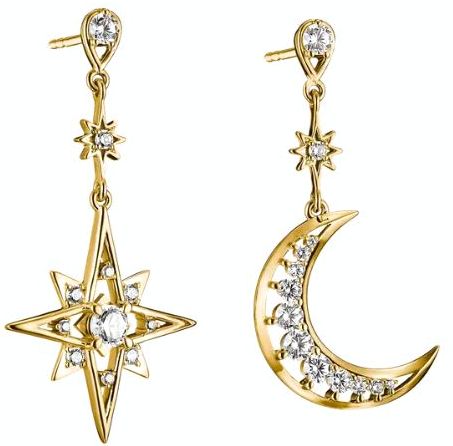 Thomas Sabo Yellow Gold Plated Moon And Star Stud Earrings With Cubic Zirconia