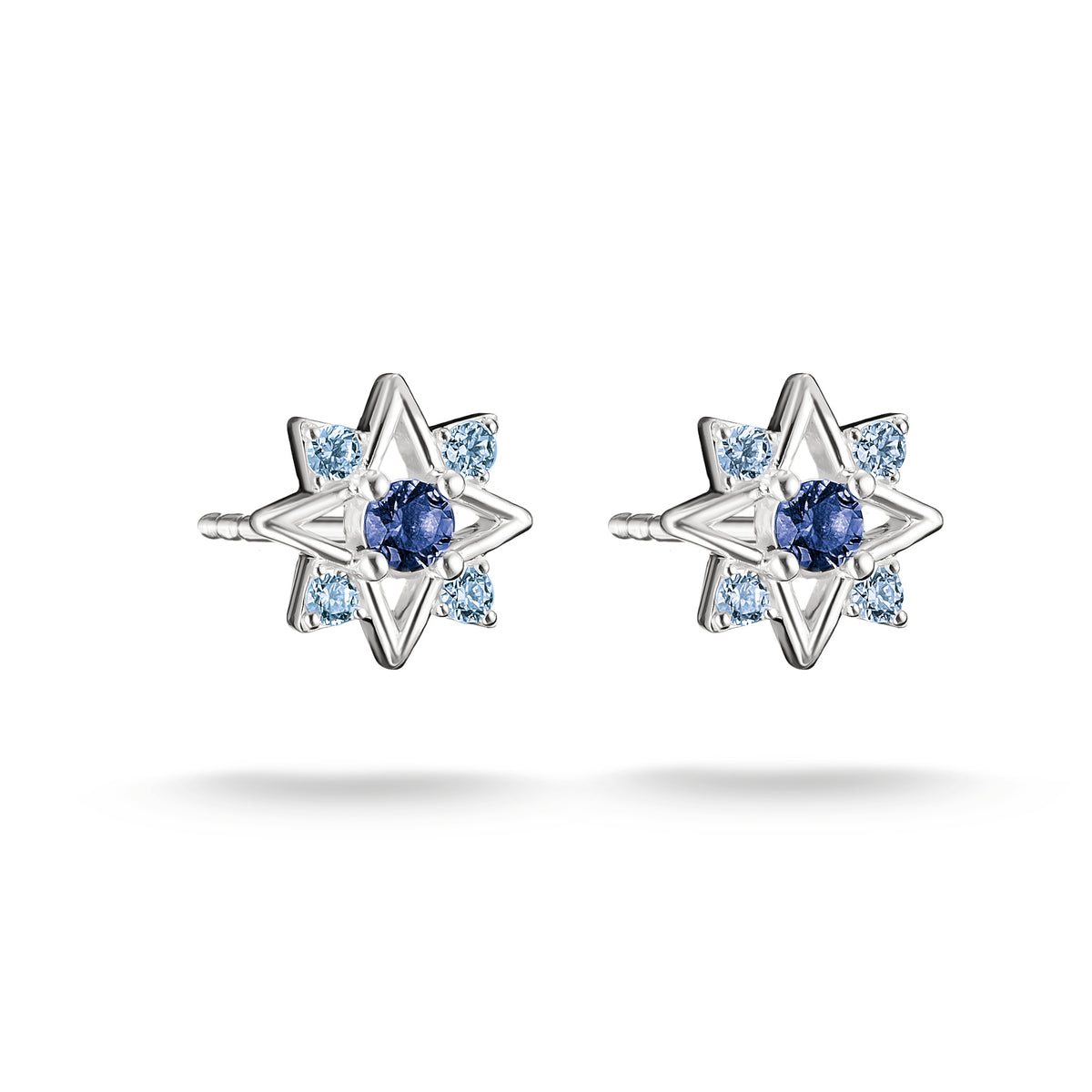 Thomas Sabo Sterling Silver Star Stud Earrings With Blue CZ