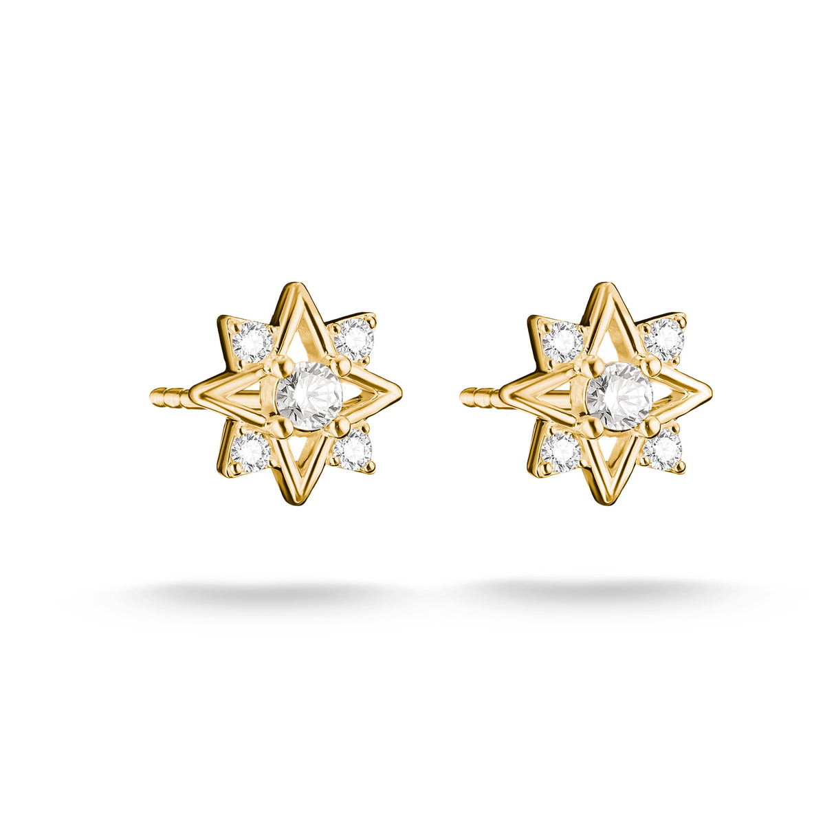 Thomas Sabo Yellow Gold Plated CZ Star Stud Earrings
