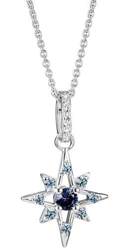 Thomas Sabo Sterling Silver Star Pendant With Blue Cubic Zirconia 40-45cm