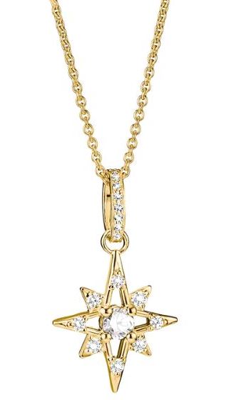 Thomas Sabo Yellow Gold Plated Star Pendant With Cubic Zirconia 40-45cm