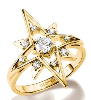 Thomas Sabo Yellow Gold Plated Cubic Zirconia Star Ring - 56
