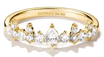Thomas Sabo Yellow Gold Plated Cubic Zirconia Ring - 54