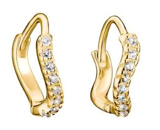 Thomas Sabo Yellow Gold Plated Cubic Zirconia Wave Hoop Earrings 10.80mm
