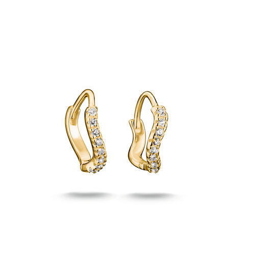 Thomas Sabo Yellow Gold Plated CZ Wave Hoop Earrings 10.80mm