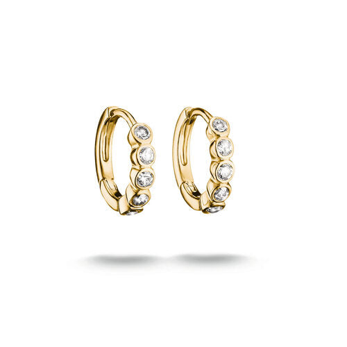Thomas Sabo Yellow Gold Plated Bezel Set CZ Hoop Earrings 10.90mm