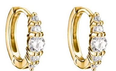 Thomas Sabo Yellow Gold Plated Graduated Cubic Zirconia Hoop Earrings 11.20mm